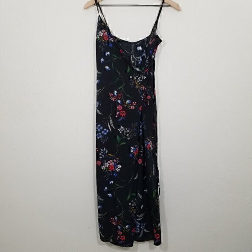 NWT Stradivarius Wrap Jumpsuit Black Floral Size S